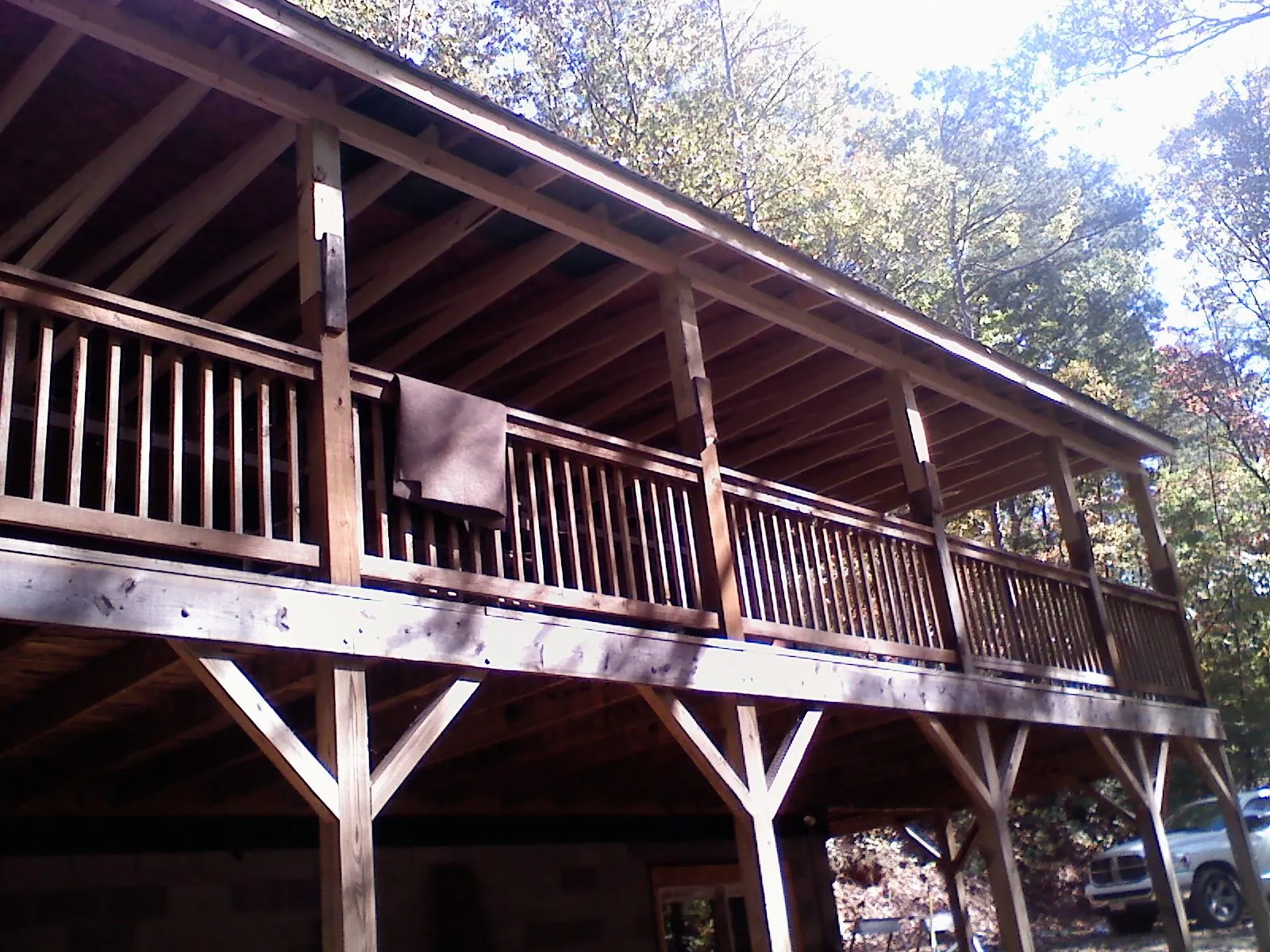 Timber framing under a new elevated porch and deck — Roof Leak Repair in Glade Valley by Roofing Brothers
